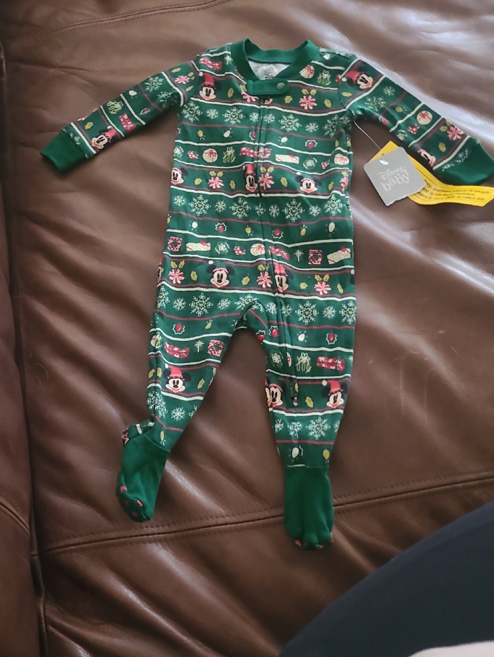 Disney Baby Holiday Mickey And Minnie Footed One-Piece Pajama